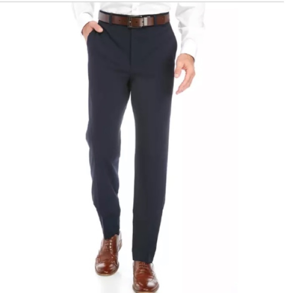 Chaps Solid Navy Suit Separate Pants